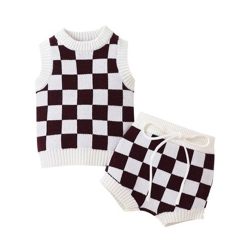 Checker Board Knitted Set