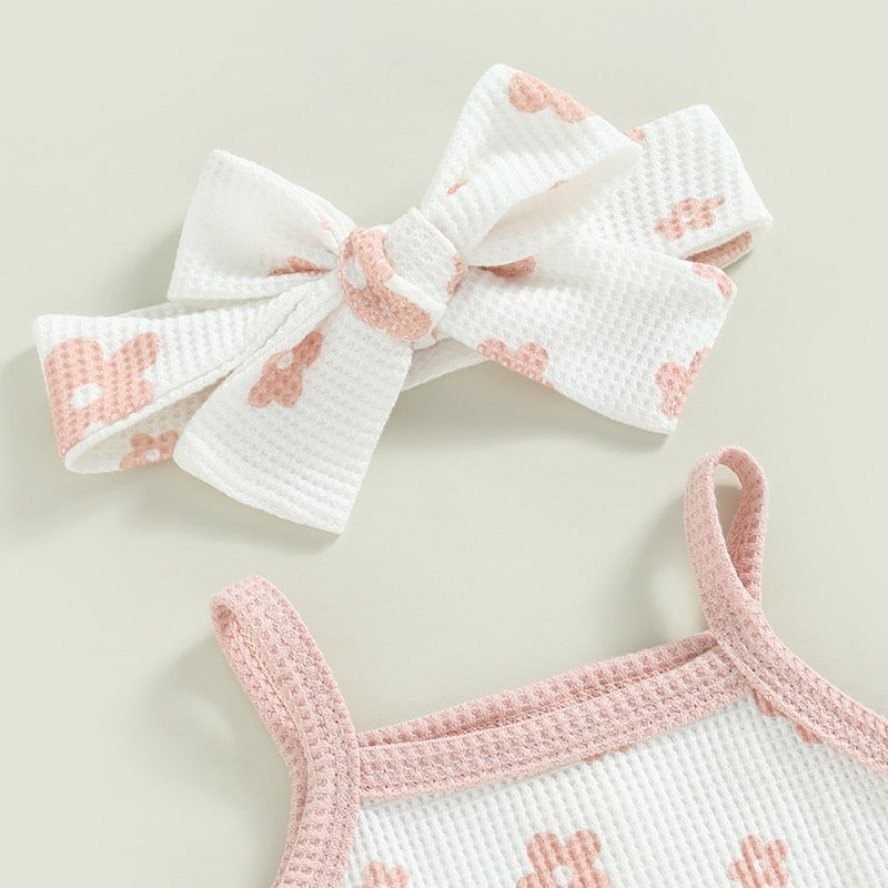 Baby Girls Waffle Floral Print Sets | Floral Short Set | Baby Girl Clothes