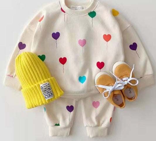 Happy Heart Colorful Sweater Set | Sweater Skirt Set