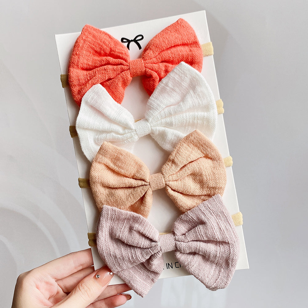 Cotton Solid Headband Bow Set | Waffle Bow | Headbands | Hair Band