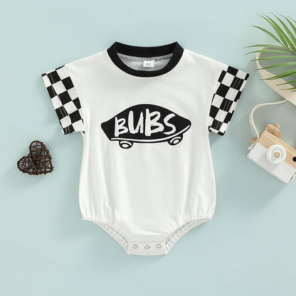 Bubs Print Checker Onesie Romper | Baby Romper | Jumpsuit | Boy Romper