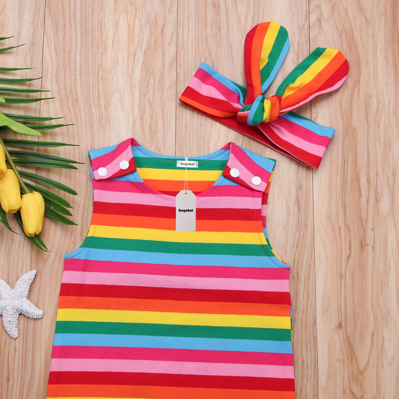 Rainbow Romper Jumpsuit | Headband | Striped Romper | Summer Outfit