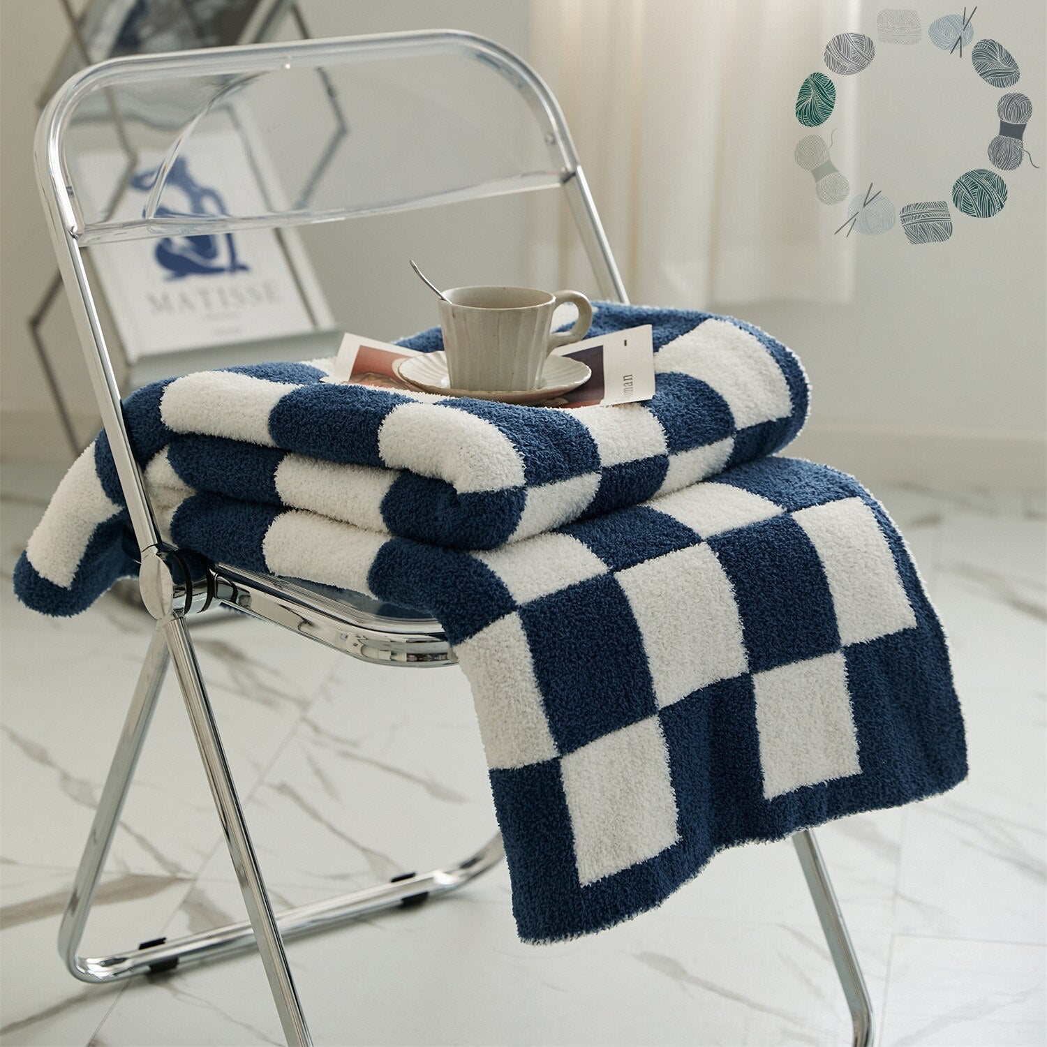 Cozy Checker Blanket | Throw Blanket | Knitted Blanket 