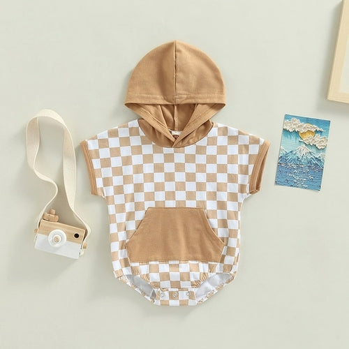 Checker Baby Onesie with Hood