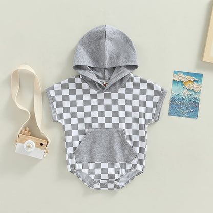 Checker Baby Onesie with Hood