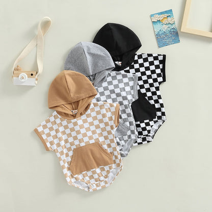 Checker Baby Onesie with Hood | Hoodie Set